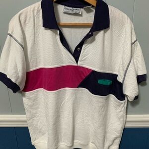 Goolagong Vintage 70’s White and Pink Unisex Polo Shirt